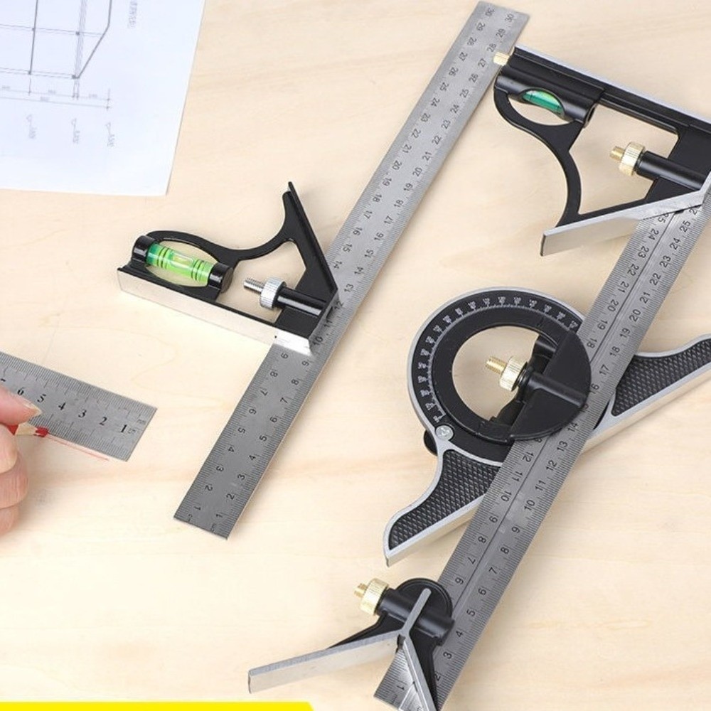 Woodworking For Engineers - Комбинированный угольник-линейка 3-в-1, 300 мм, с
